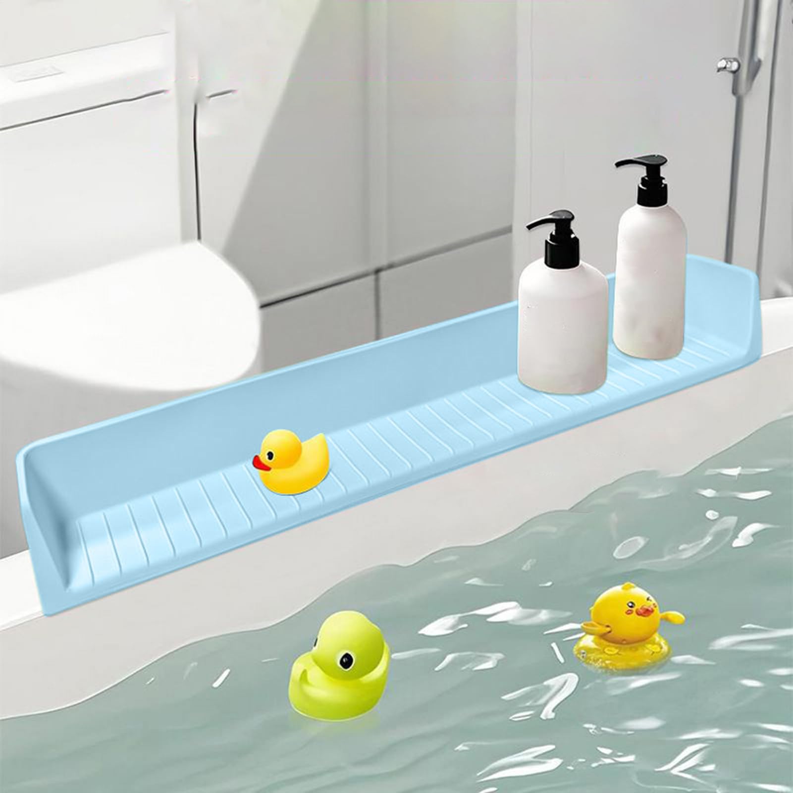Spritzschutz Für Die Badewanne Silikon Schutzschild Für Das Badezimmer | Aufbewahrung Für Badespielzeug geeignet für Dusche, Badezimmer, Waschbecken, Waschtisch, Arbeitsplatte, Schreibtisch und Ec