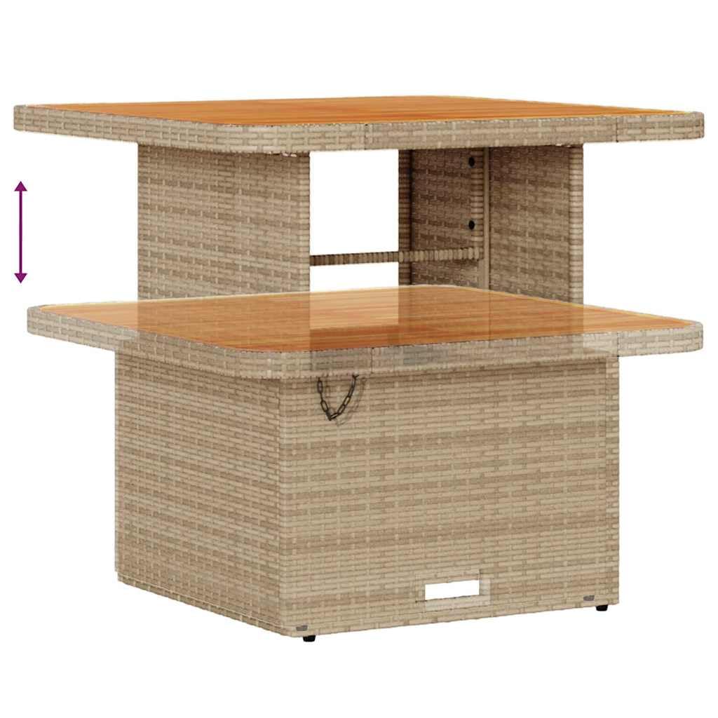 Set di mobili da giardino in polyrattan, 9 pezzi, beige e grigio