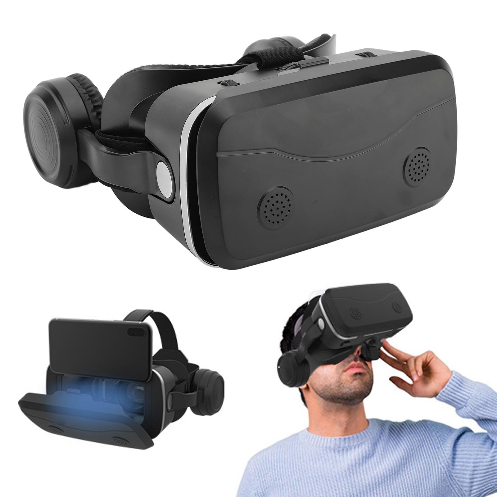 Schimer Cuffie 3D VR Occhiali Portatili Leggeri per Giochi Coinvolgenti e
