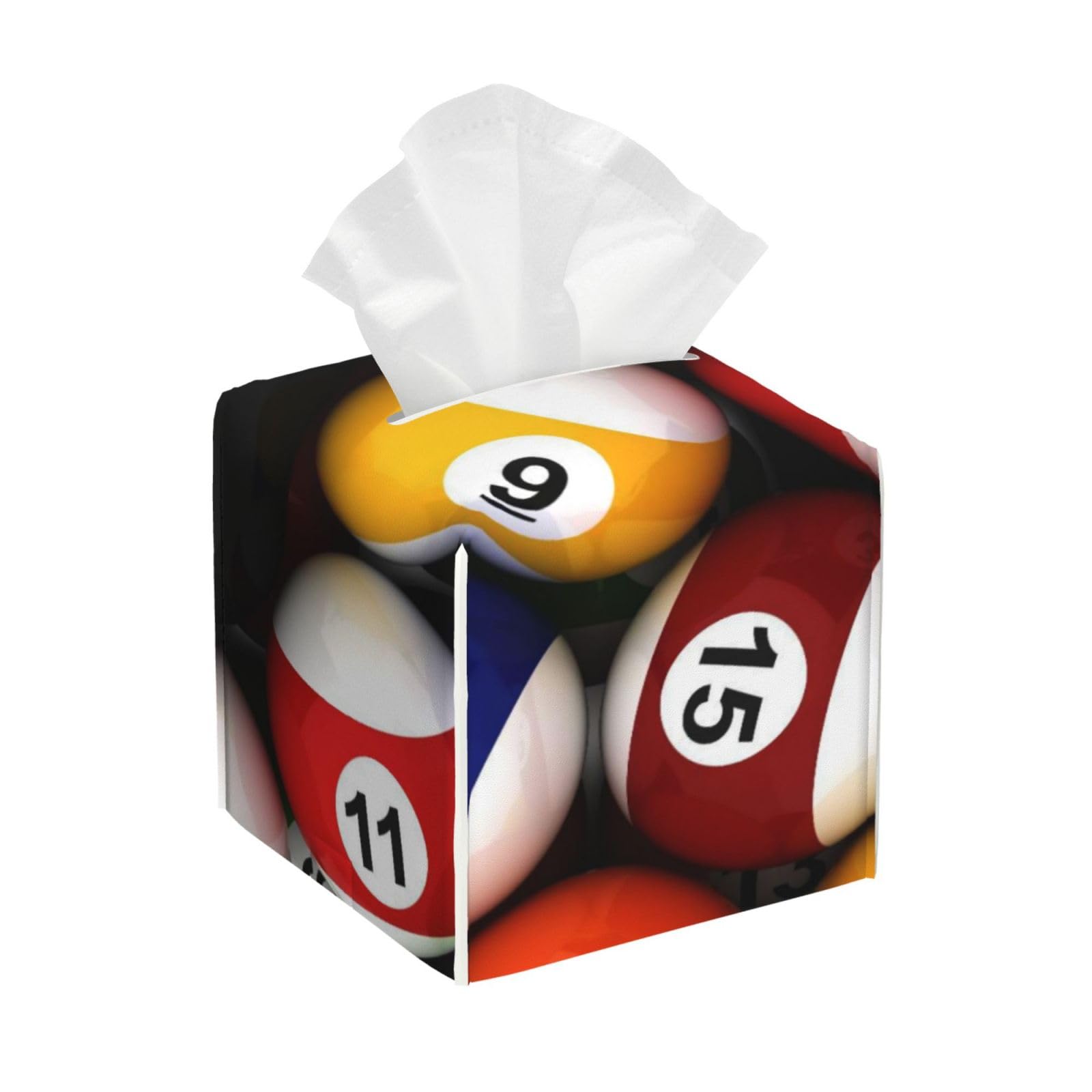 Background with Billiard Balls PVC Cube Tissue Pack for Home Office Bathroom Use