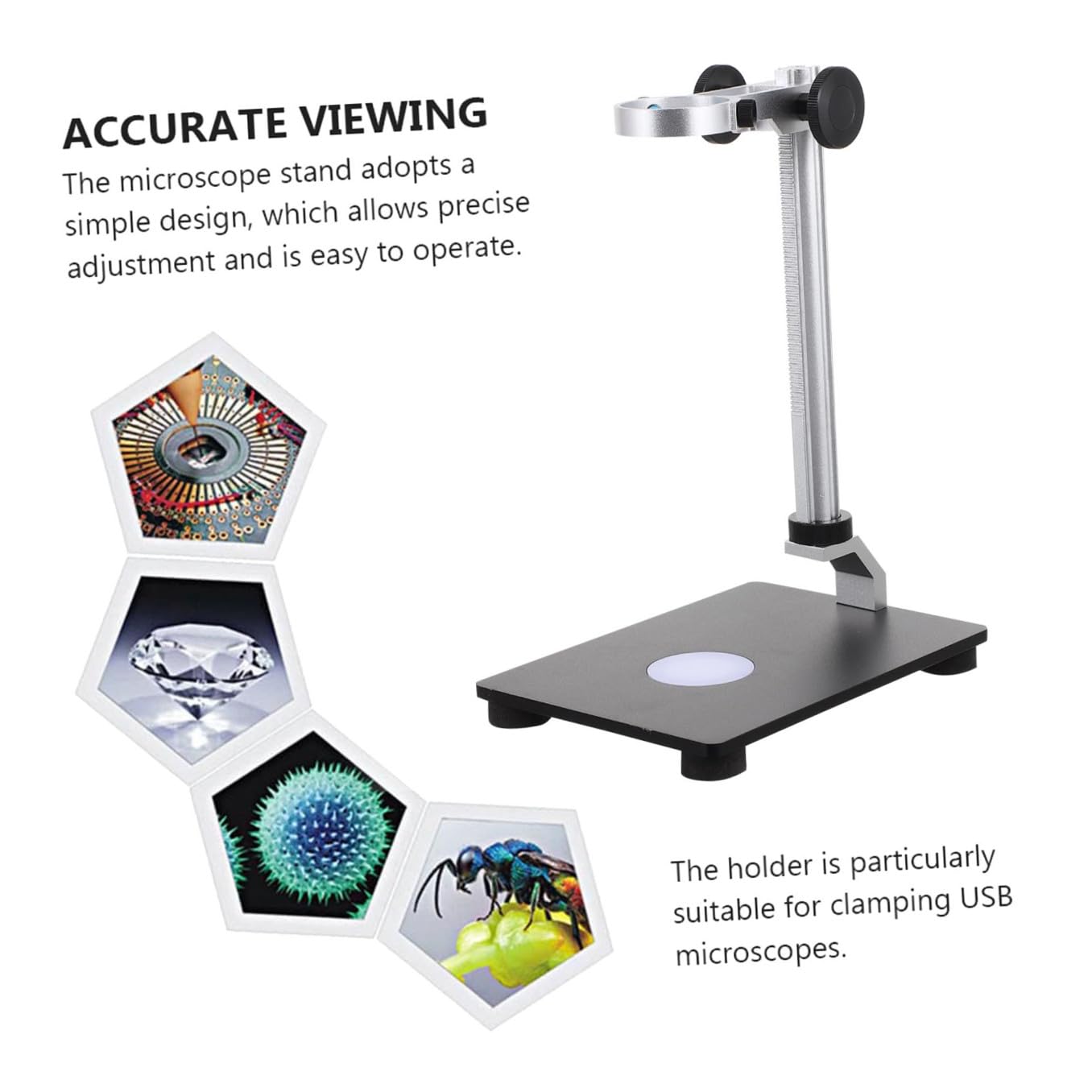Ipetboom Supporto per Microscopio con Sollevamento Regolabile Base per Telecamera Industriale con Luminosa Integrata Supporto da Tavolo Stabile per Applicazioni Sperimentali e
