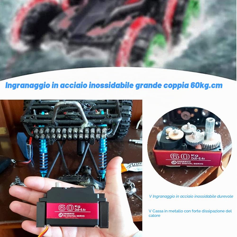 60KG Servo Digitale Alta Tensione 8.4V Ingranaggio in Acciaio Inossidabile Grande Coppia Alta velocità Baja Servos Impermeabili - 270 Gradi