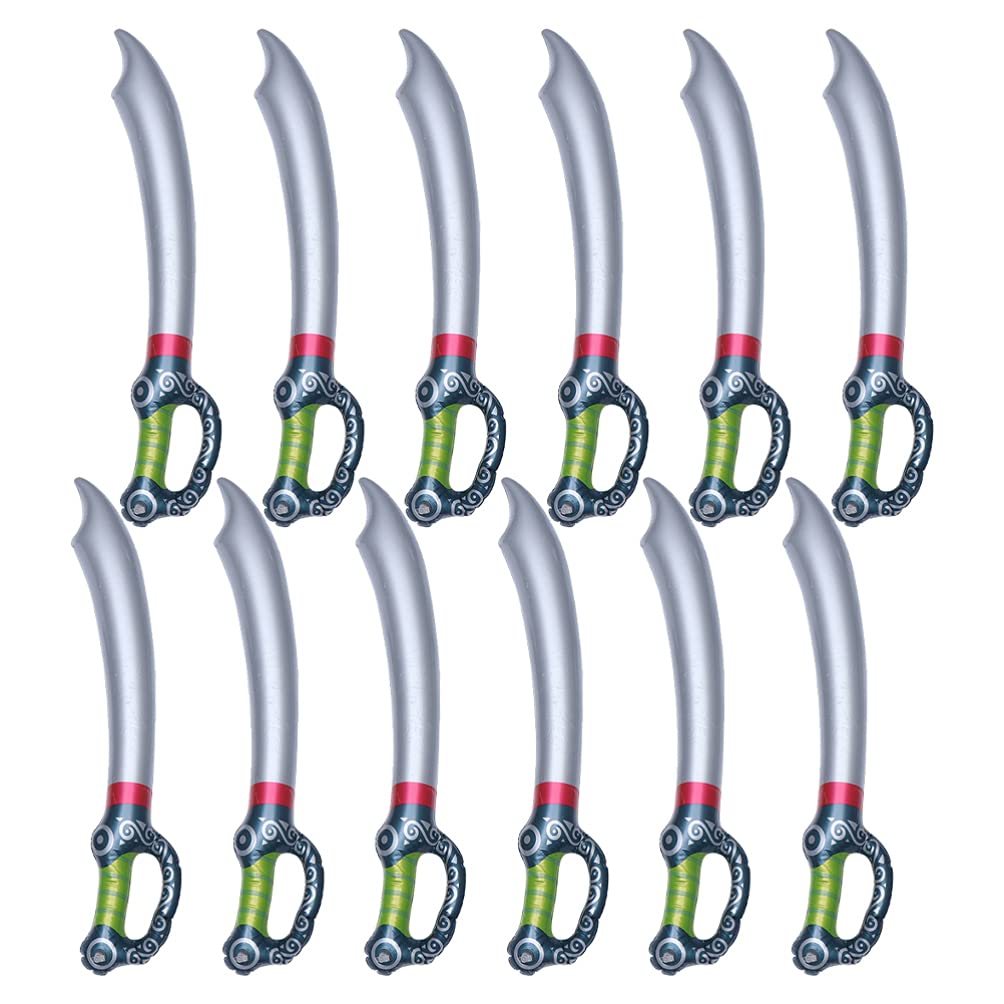 12Pcs Inflatable Pirates Sword Blow up Sword Cosplay Toys Props Kids Birthday Party Supplies Summer Pool Swimming Party Water Toy