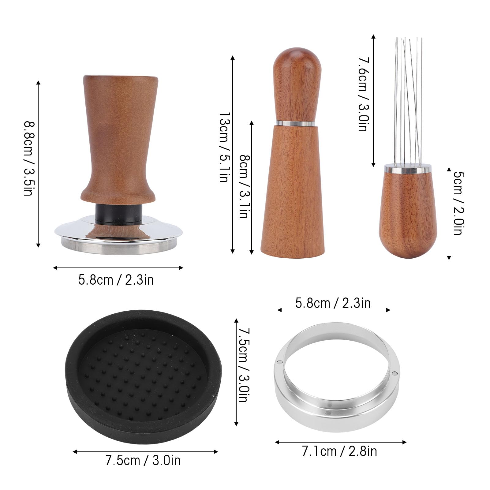 EMUKOEP Herramientas Profesionales de Manipulación de café, Embudo Dosificador de café de Acero Inoxidable para Portafiltro de 58mm