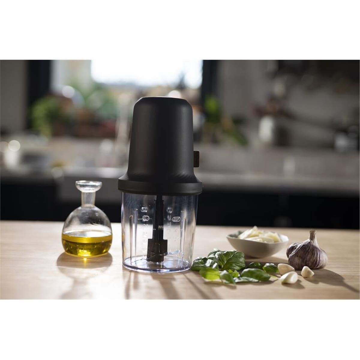 Tefal ‎MQ80E8 Eco Respect Picadora | Picadora en diseño ecológico | Cebollas | Ajo | Hierbas | Salsas | 0,5 L | 2 cuchillas | 500 W | Negro