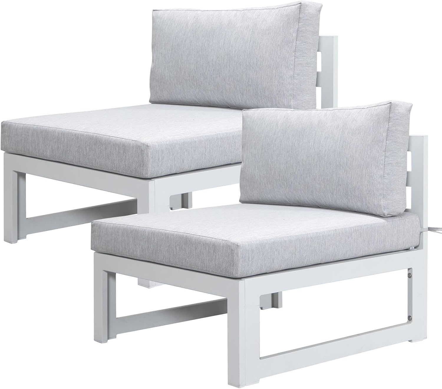 NICESOUL® Modern Modular All-Weather Outdoor Furniture Aluminum Sofas, 29“ Wide Deep Seats Heavy Duty Anti-Rust Frame Armless Chairs Patio Sofa Set of 2, Sectional Seatings for Backyard Deck Sunroom