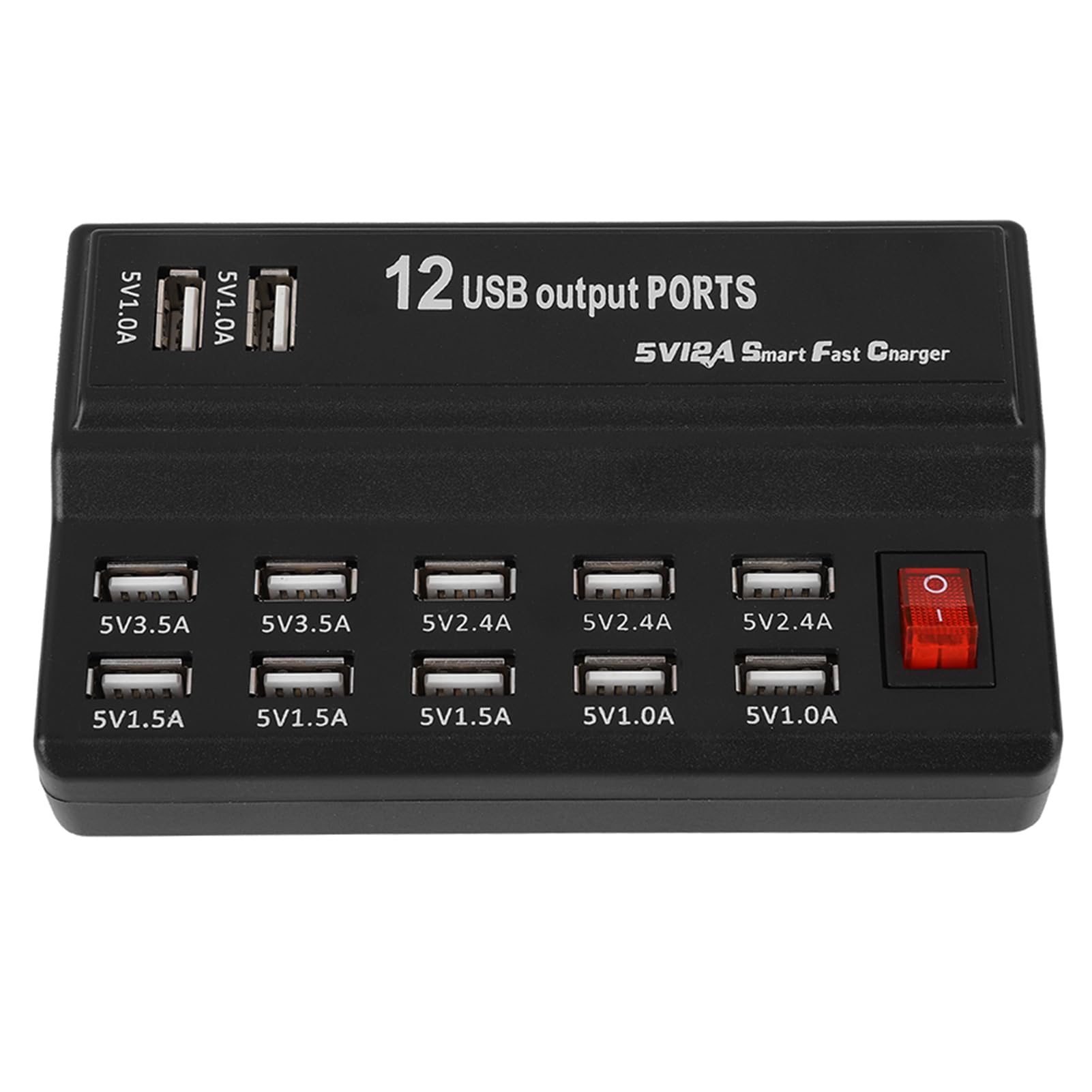Hub USB 3.0, Hub Splitter USB 12 porte, Hub USB 3.0 5 V 12 A con adattatore di alimentazione per telefoni PC MP3 MP4 e altri dispositivi con ampia compatibilità per la casa