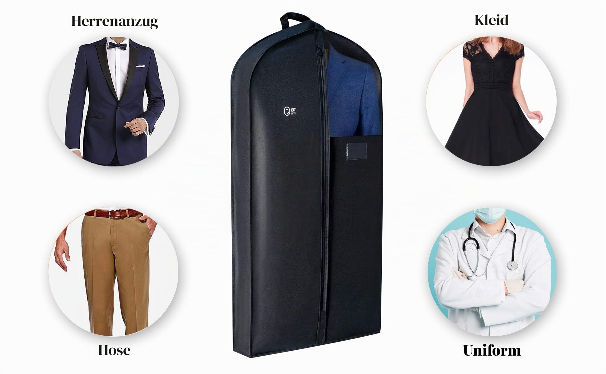Luxuriöser Kleidersack für Herrenanzug, langes Damenkleid, Smoking, Uniform, 119,9 cm + 12,7 cm Seitenfalte | hängend, atmungsaktiv, faltbare Kleiderhülle und Schutz