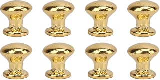JTLB 8pcs 1:12 Scale Miniature Round Head Pull Handle Metal Simple Style Dollhouse Door Handle Knobs (Golden)