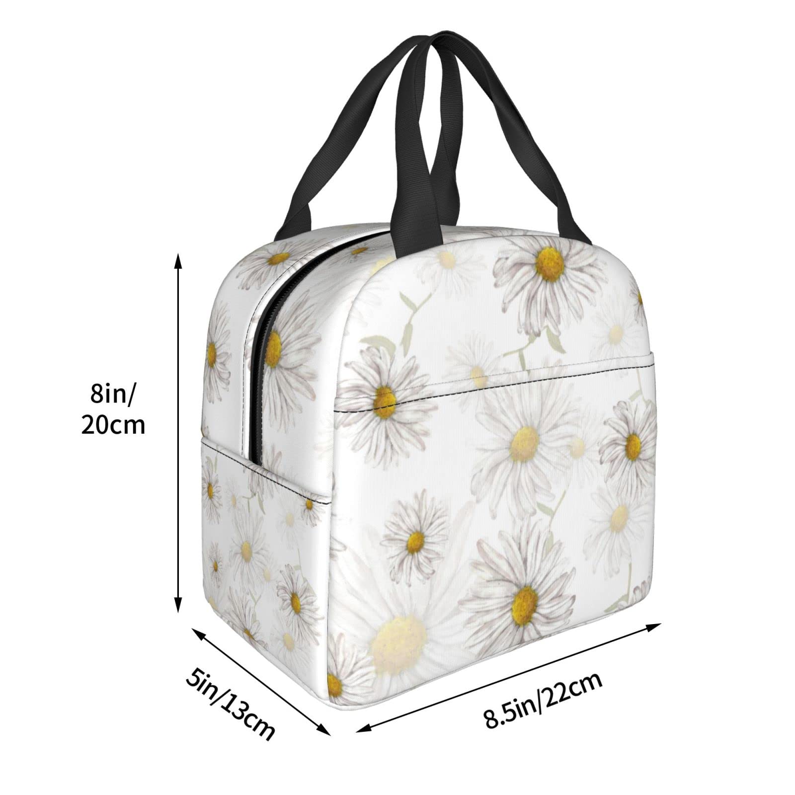 Borsa Termica Pranzo Margherita Fiore Giallo - Portatile, Isotermica Per Ufficio E Picnic, Morbida E Leggera Con Tasca