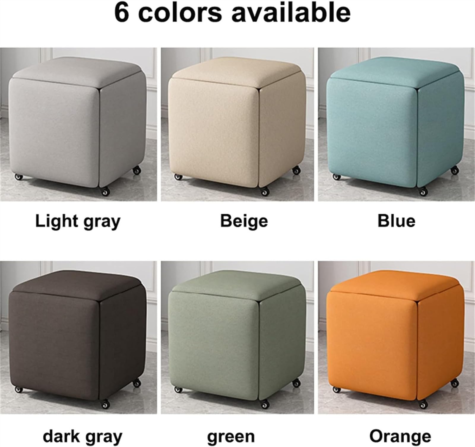 BOSHYUM 5-in-1 Nesthocker Quadratisch - Stapelbarer Hocker Mit Stauraum