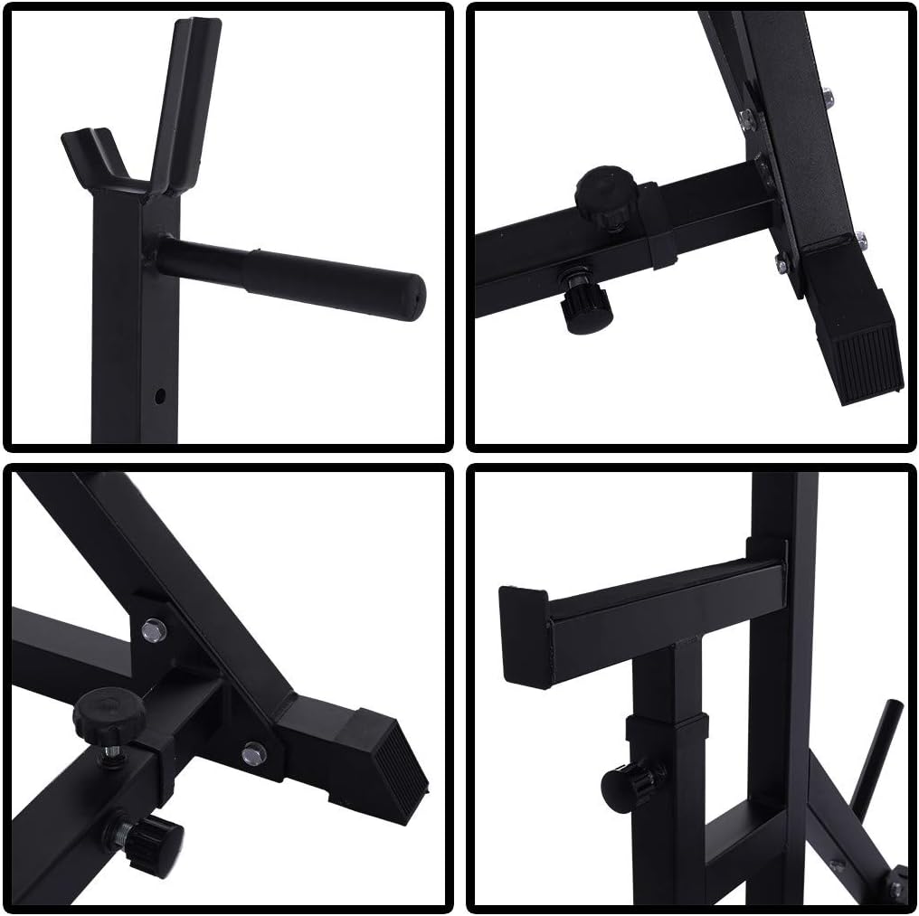 Bench Press Rack Adjustable Squat Rack Exercise Barbell Rack with a Maximum Weight of 220 Pounds, Home Fitness Weightlifting Platform Strength Training Dip Stands