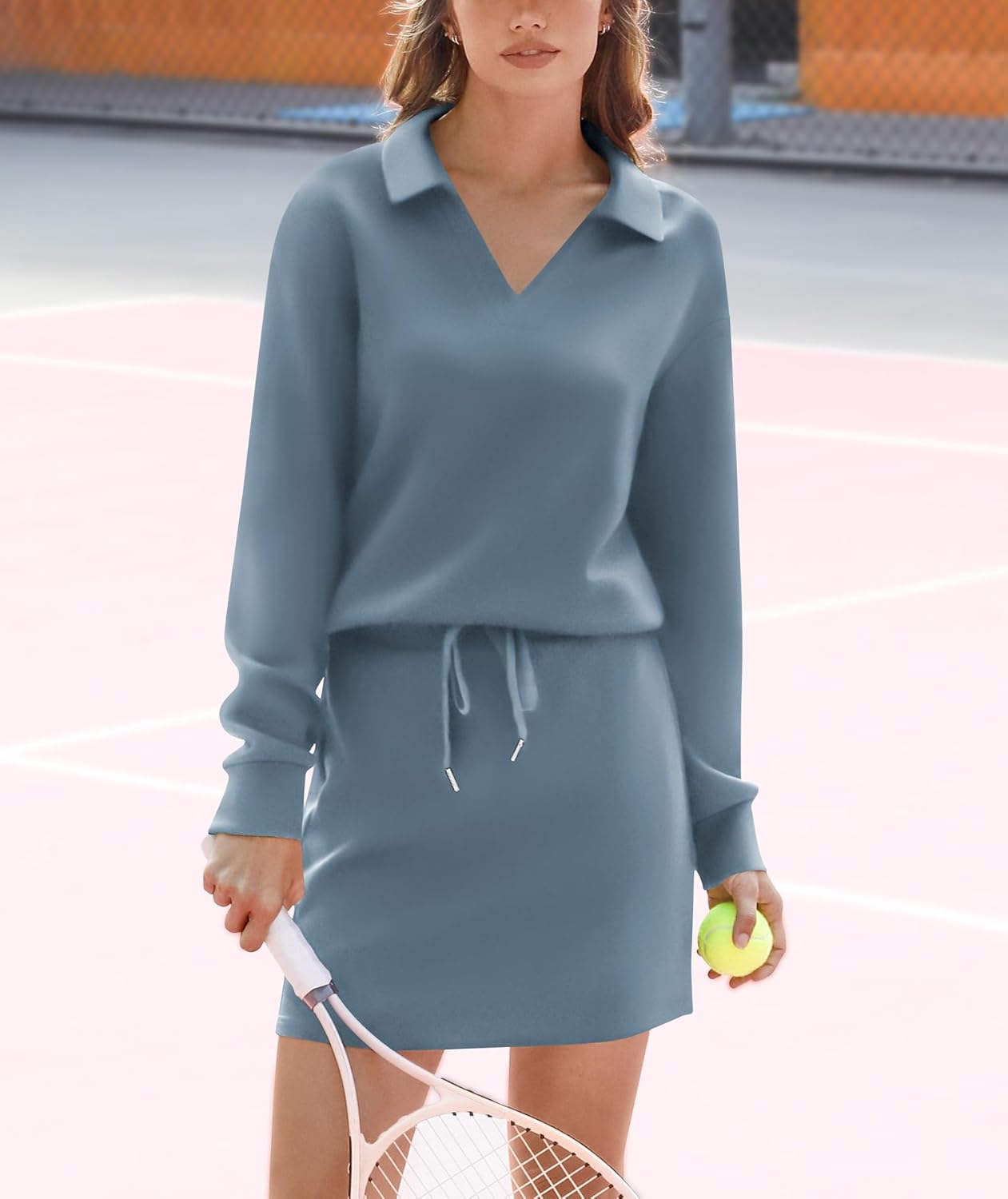 Casly Lamiit Two Piece Sets for Women 2024 Casual Tracksuit Sweatshirt Skorts Matching Set Lounge Tennis Jogger Sweat Suit - Image 3