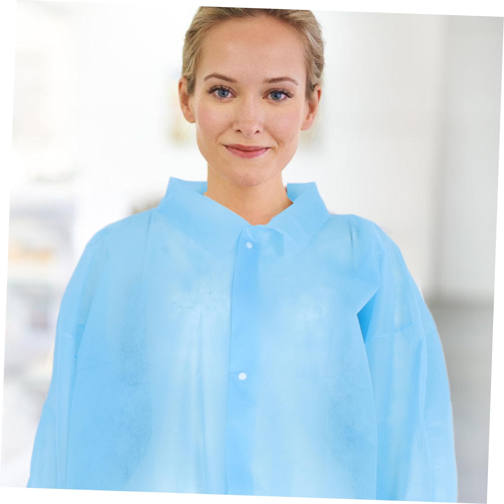 ULTECHNOVO Blouses Jetables Confortables Lot de 10 et Tissu Non Tissé Bleu Adaptées aux Environnements de Travail Professionnels