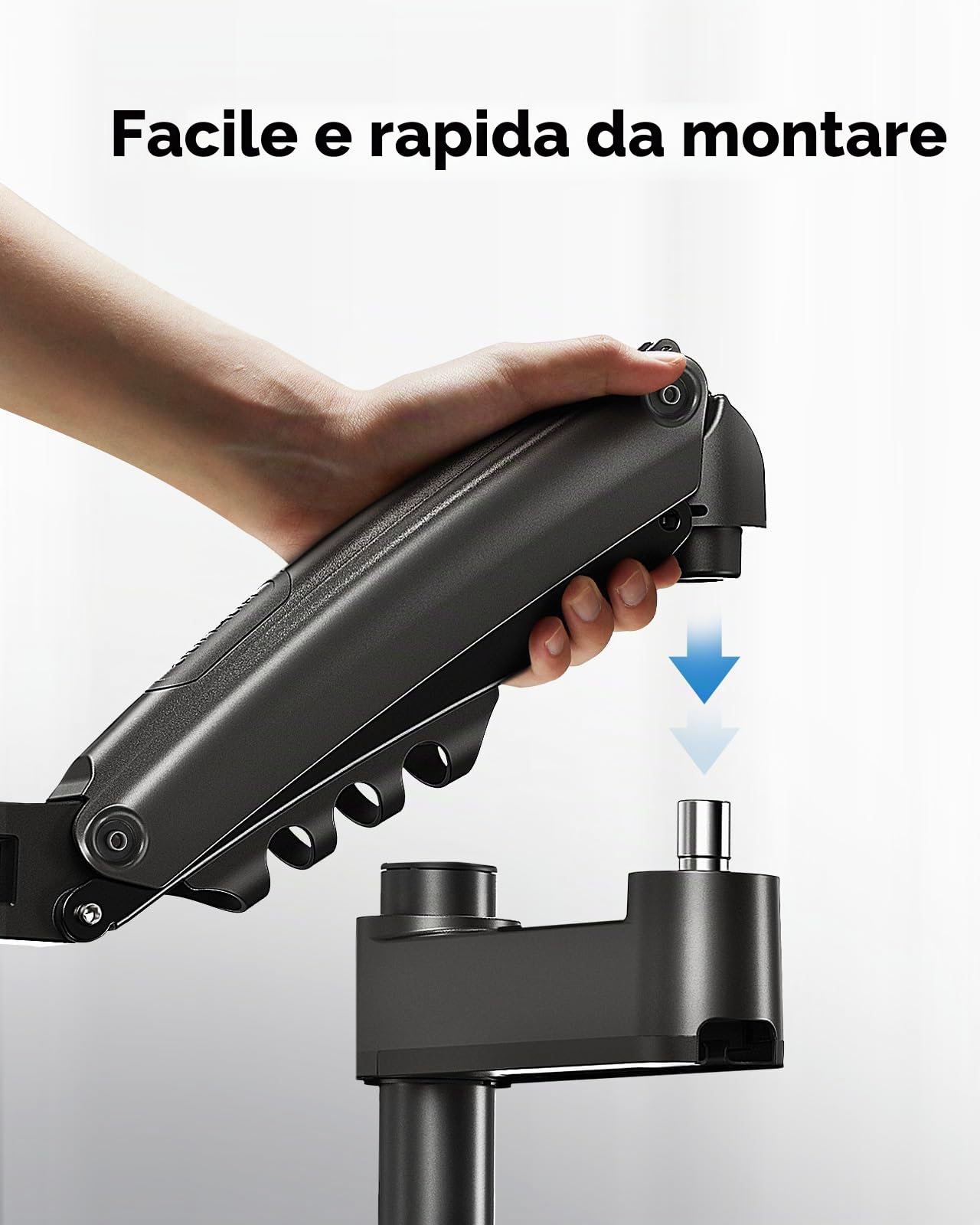 HUANUO Supporto schermo PC per schermo curvo da 13 a 32 pollici, braccio schermo PC regolabile in altezza, rotazione a 360° supporti VESA supporto schermo 75 x 75/100 x 100 mm