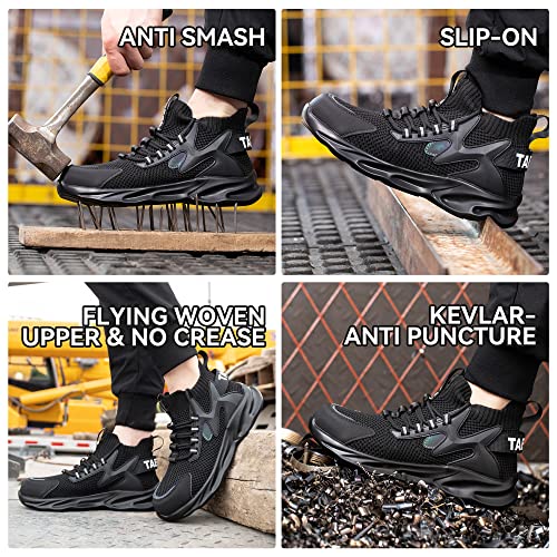 Image of Steel Toe Work Boots for Men Slip on Chelsea Boot with Kevlar Anti-Puncture Sole, ASTM F 2412-24, Men's Industrial & Construction Shoes, Non-Slip Safety Shoes