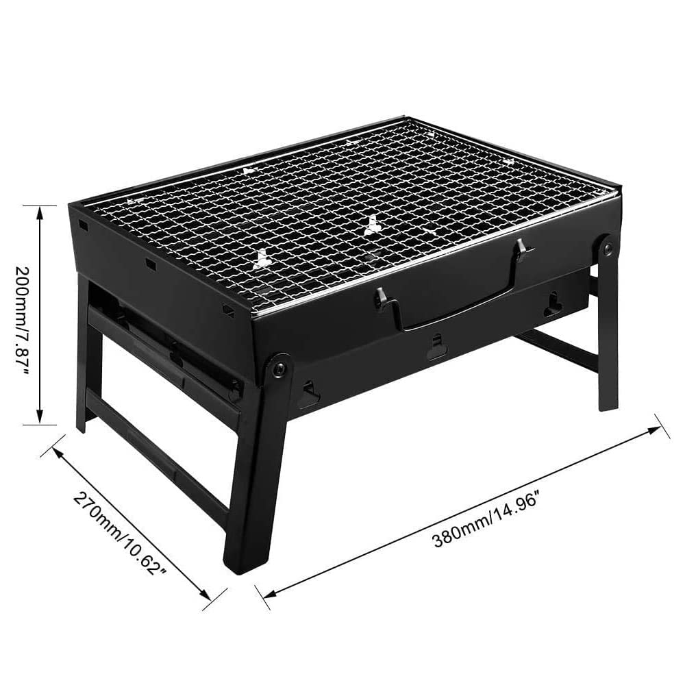 Portable Barbecue Charcoal Grill Stainless Steel Small Mini Bbq Tool Kits for Outdoor Cooking Camping(A)