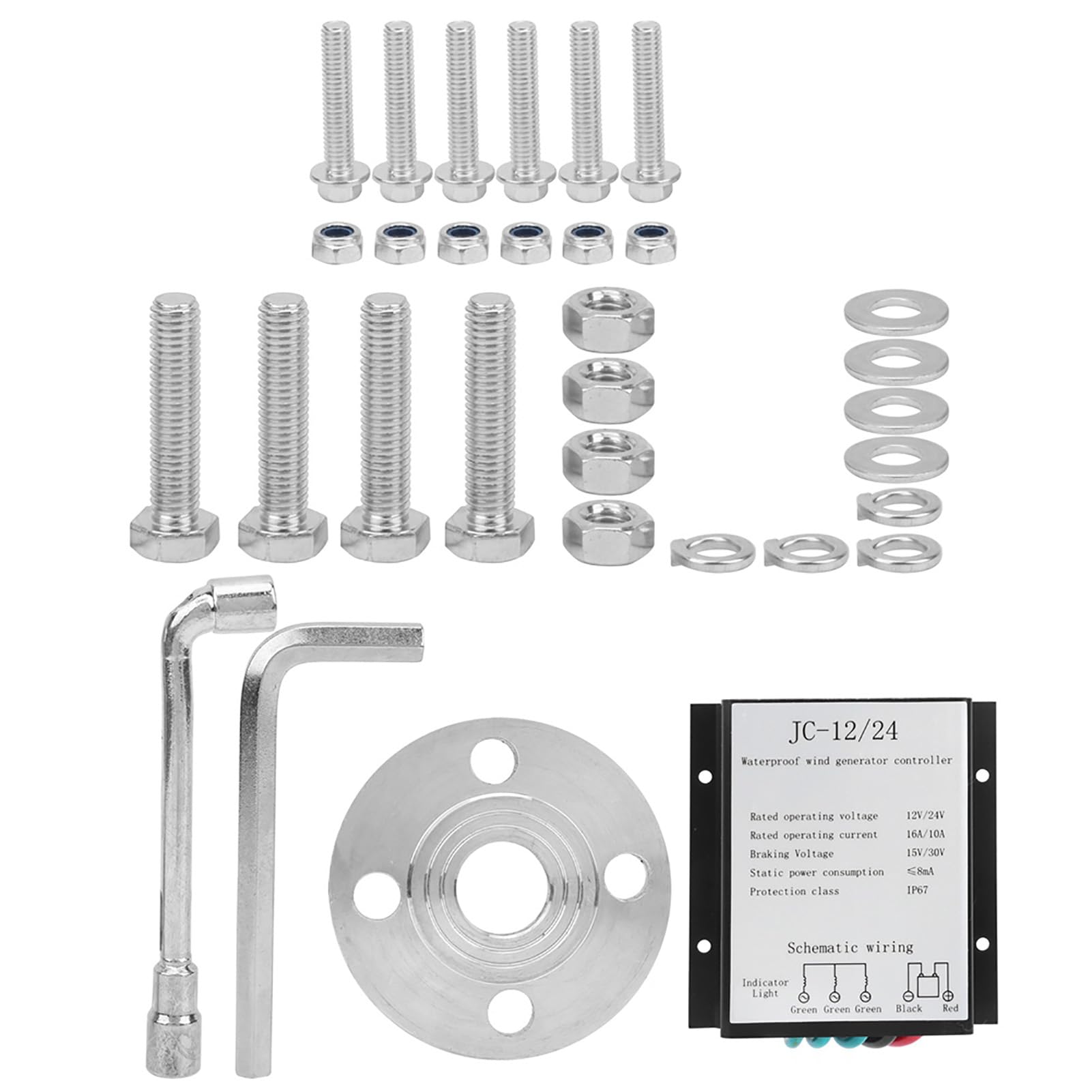 Cocoarm Kit de Generador de Turbinas Eólicas de 200 W, Aerogenerador de Plástico de Aleación con Controlador, Salida de 3 Palas 12 24 48 V, Generador PM Trifásico, para Barcos, Cabinas, Terrazas,