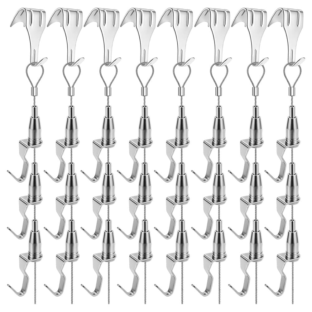Aundhegrtt Suspension Wire Rope Set 8PCS Includes Sturdy Display Track Rope and 3 Hooks for Exhibition Frames