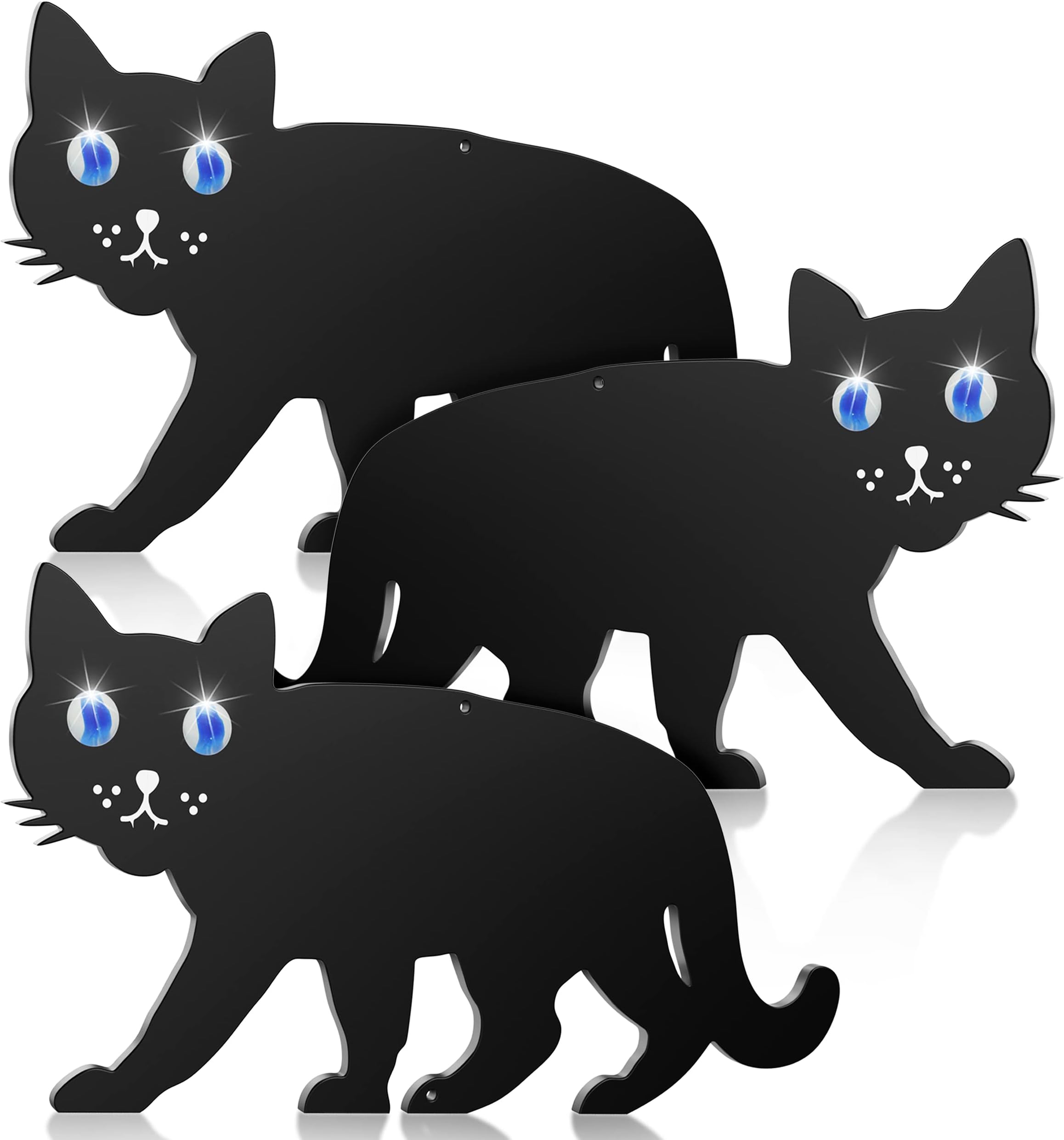 Medipaq Black Metal Garden 3x Cat Scarer with Marble Eyes - Cat Deterrent – Cat Repellent – Cat Repellant Garden - Cat Deterants for Garden - Cat Scarers for Gardens