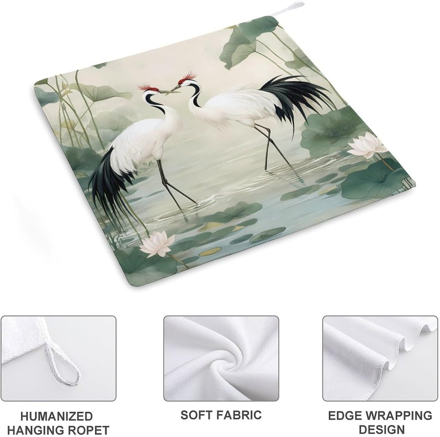 White Crane Jungle Animals Towel Hand Towels Decorative Towel for Bathroom Kitchen Shower Gym 4PCS