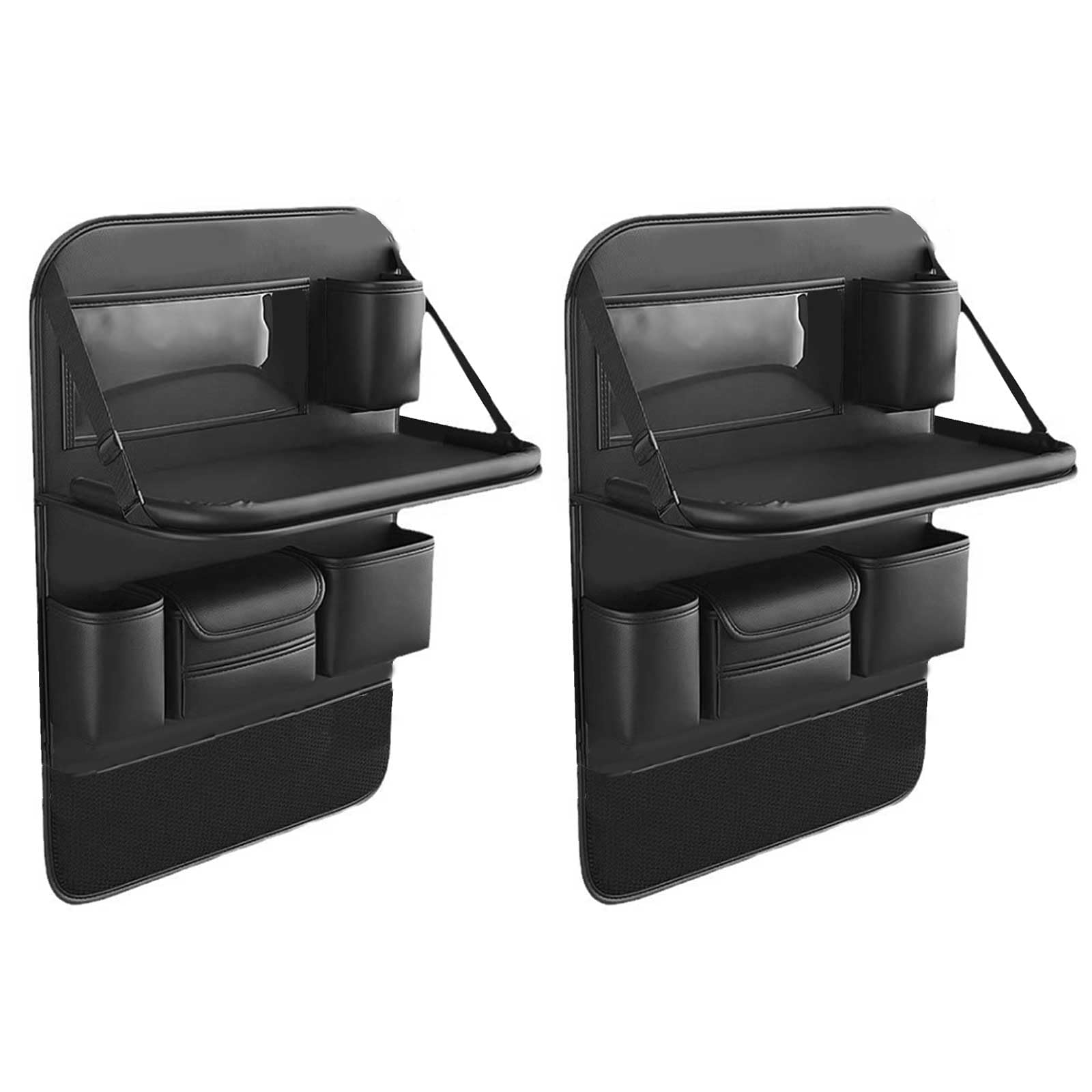 2 organizadores de coche para asiento trasero, protector de respaldo grande, organizador para asiento de coche para niños con mesa plegable, bandeja de mesa plegable, bolsa de almacenamiento para