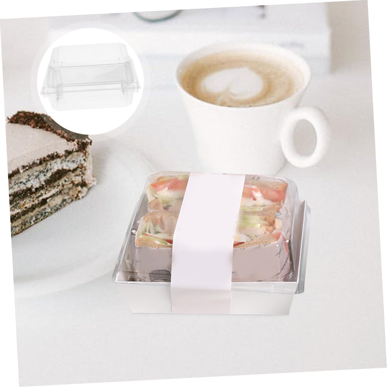 KICHOUSE 100pcs Clear Cake Boxes Small Dessert and Sandwich Packaging Containers Lids for Home Bakery Use Compact for Easy Carrying for Treat Wrapping