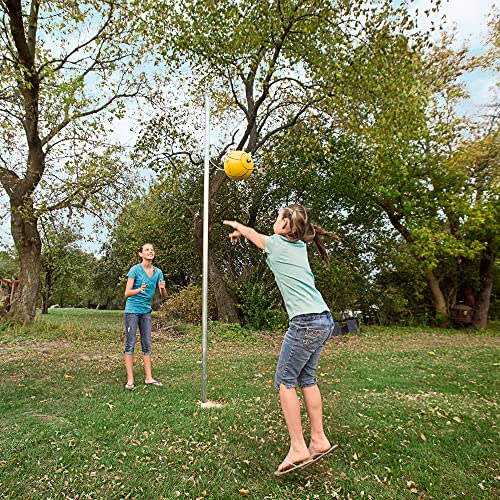 Sterling Sports Compact Tetherball Set For Outdoor Backyard With Ball And Rope Set, 9' Metal Pole, Air Pump Included #TOP3