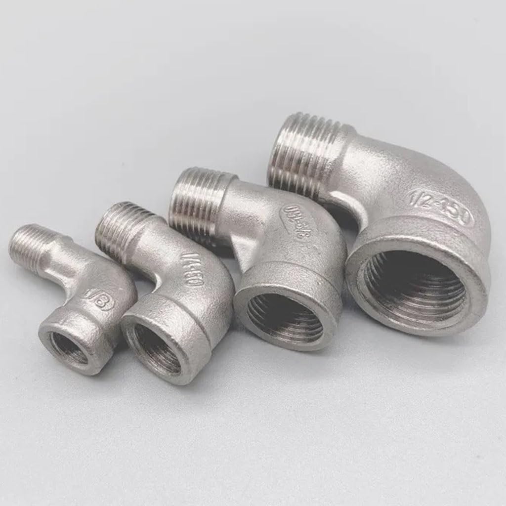 Stainless Steel Cast Pipe Fittings,1/8" 1/4" 3/8" 1/2" 3/4" 1" Female X Male Thread Street Elbow 90 Degree Angled SS 304 Stainless Steel Pipe Fitting Connectors,(DN 20)