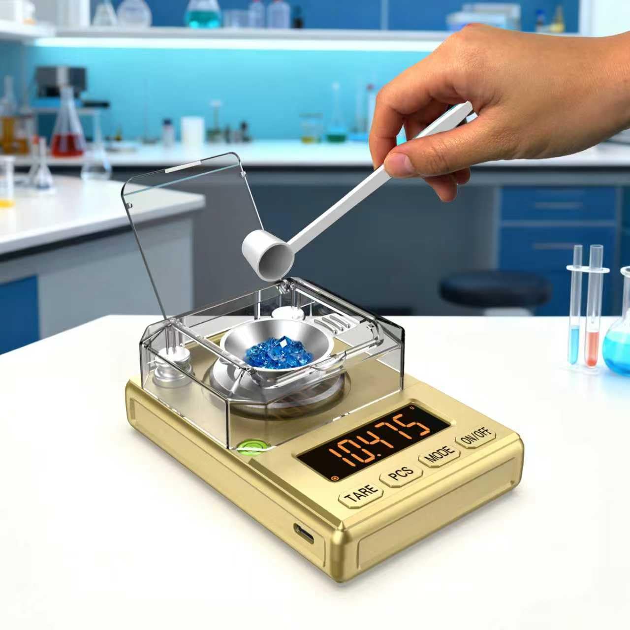 Bilancia di precisione in milligrammi, 100 g x 0,005 g, bilancia per gioielli, bilancia in polvere (GD)