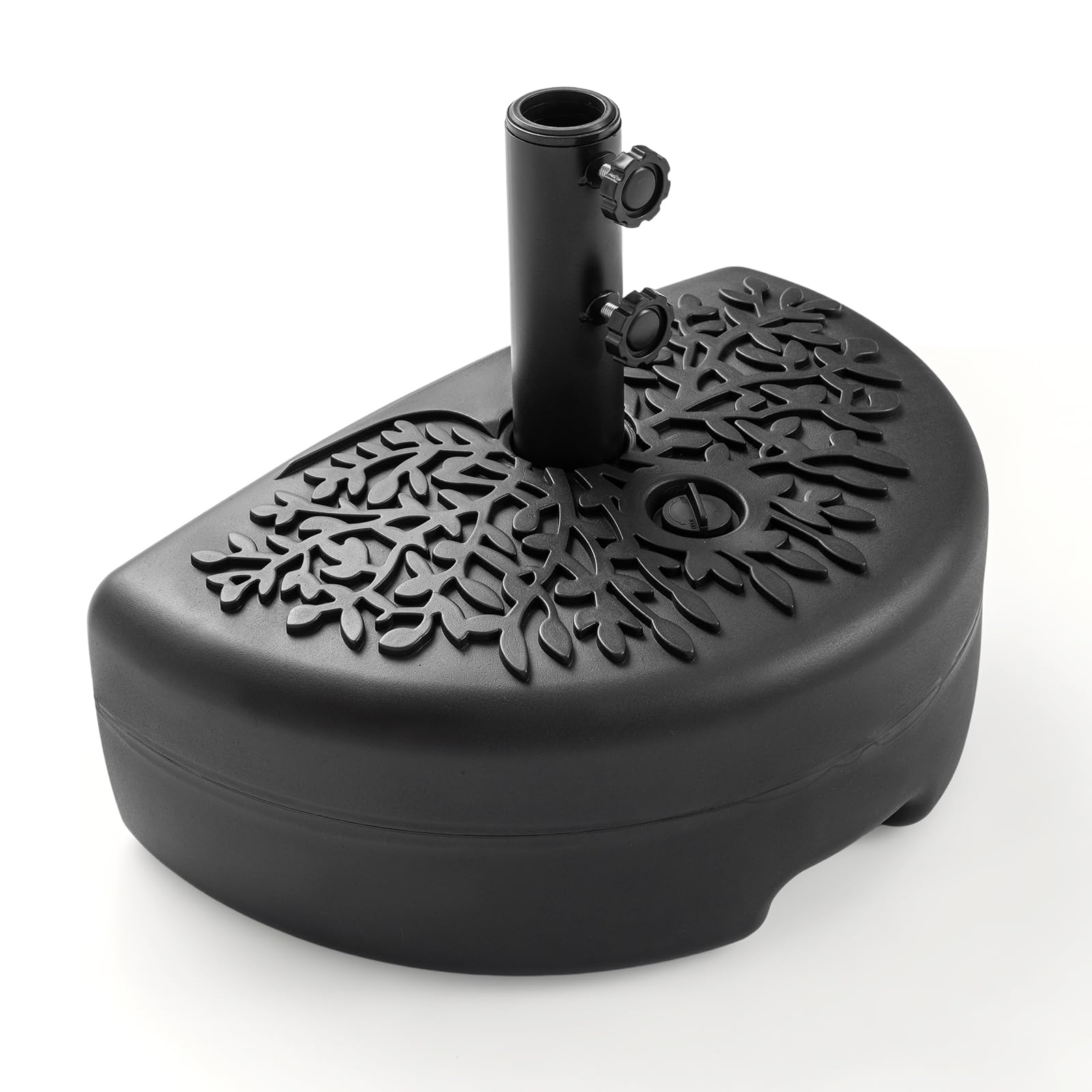 Halbrunder Schirmständer – 17 l/25 kg, passend für 40/48,5 mm Stangen, beschwert, für Terrasse, Garten und Terrasse – Schirmstütze für den Außenbereich