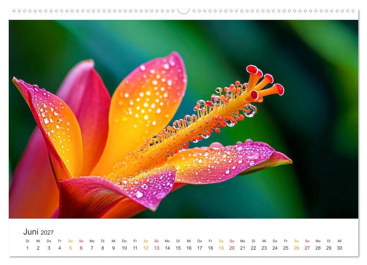 CALVENDO - Zauber der Tropfen (Wandkalender 2027 DIN A2 quer), Monatskalender: Der Zauber des Morgentaus - eine glitzernde Natur.