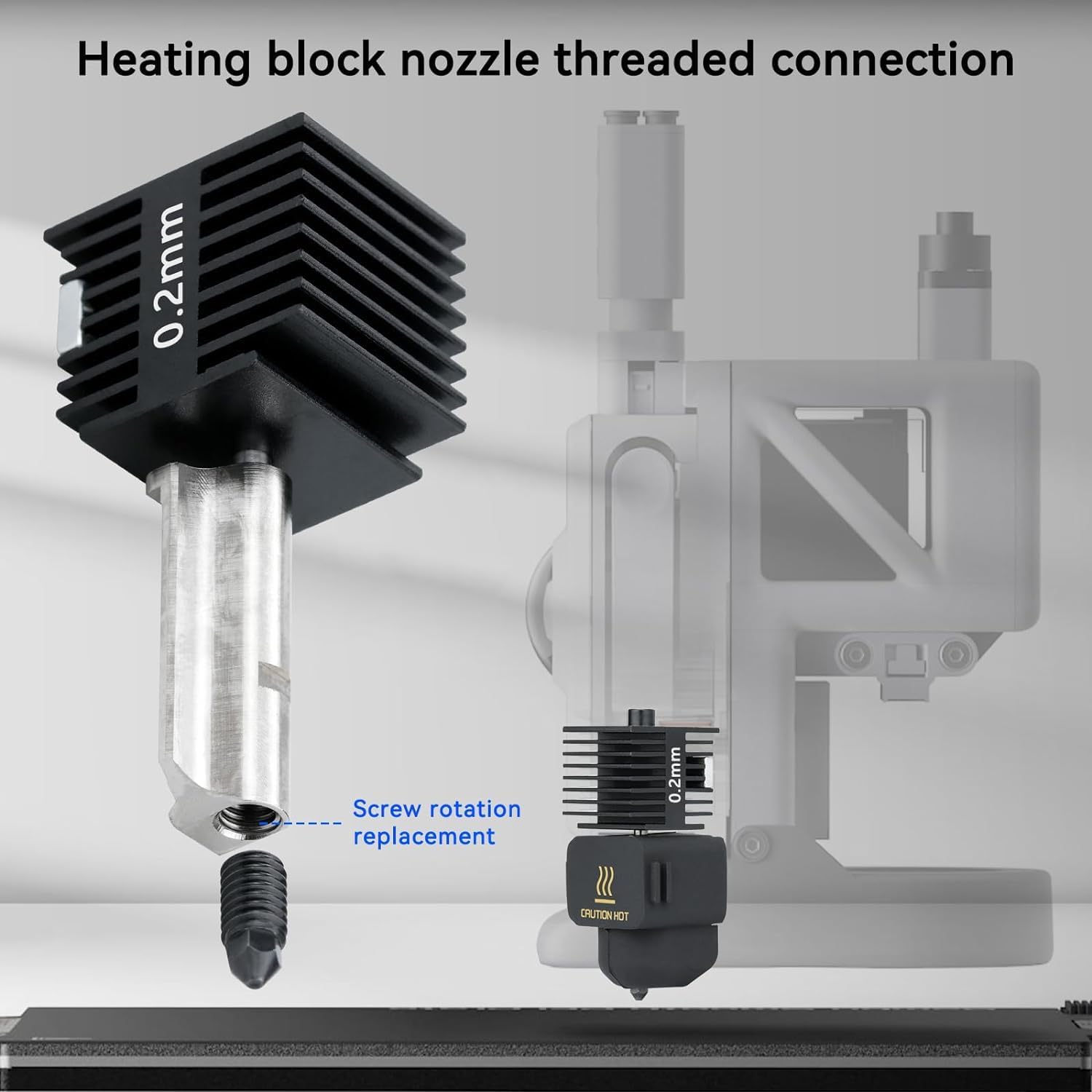 3D printer extruder, H2D Hotend Kit mit 0,2/0,4/0,6/0,8 mm Düse aus gehärtetem Stahl, kompatibel mit Bambu A1/A1mini ,parts(0.8 Standard Flow