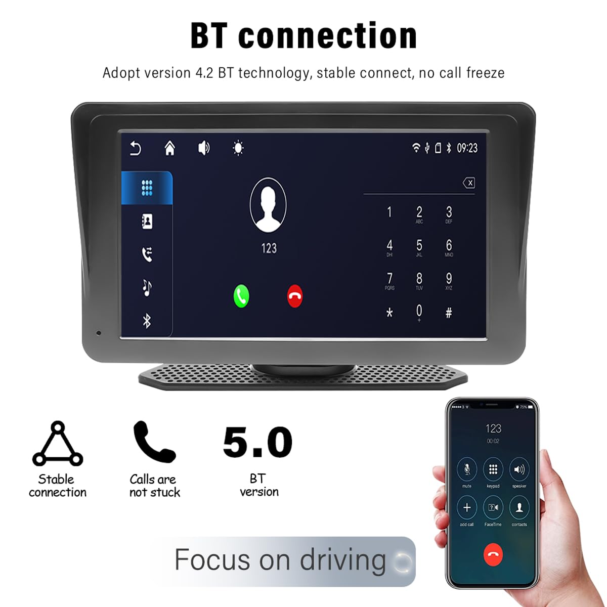 Ricevitore autoradio wireless per autoradio con touchscreen IPS portatile da 7 pollici e Android Auto con collegamento specchio Youtube Bluetooth AUX FM trasmettitore scheda TF