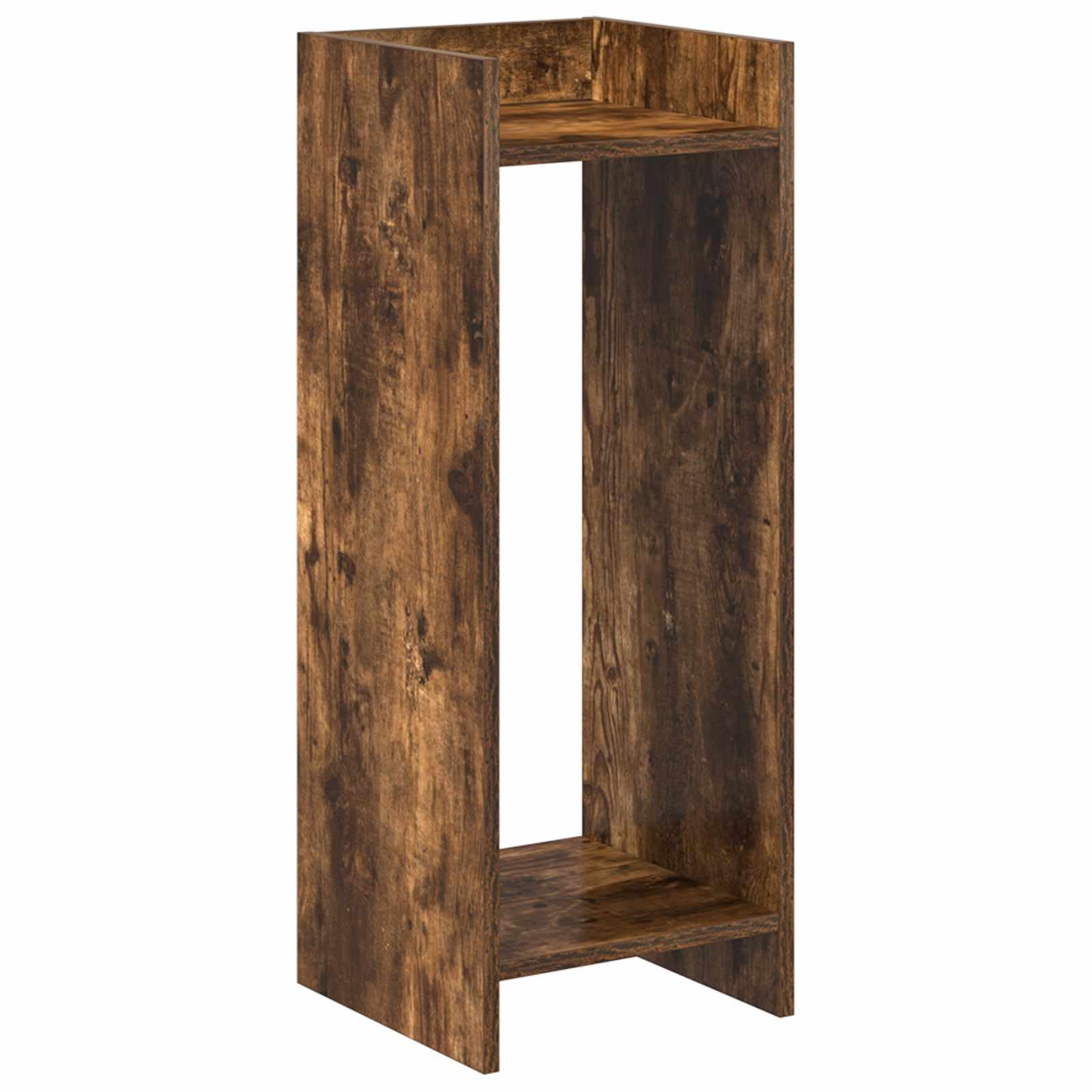 Vertikaler Pflanzenständer, 80 cm, mit Regal, Innenständer aus technischem Holz, rauchige Eiche, platzsparendes Design für Wohnzimmer