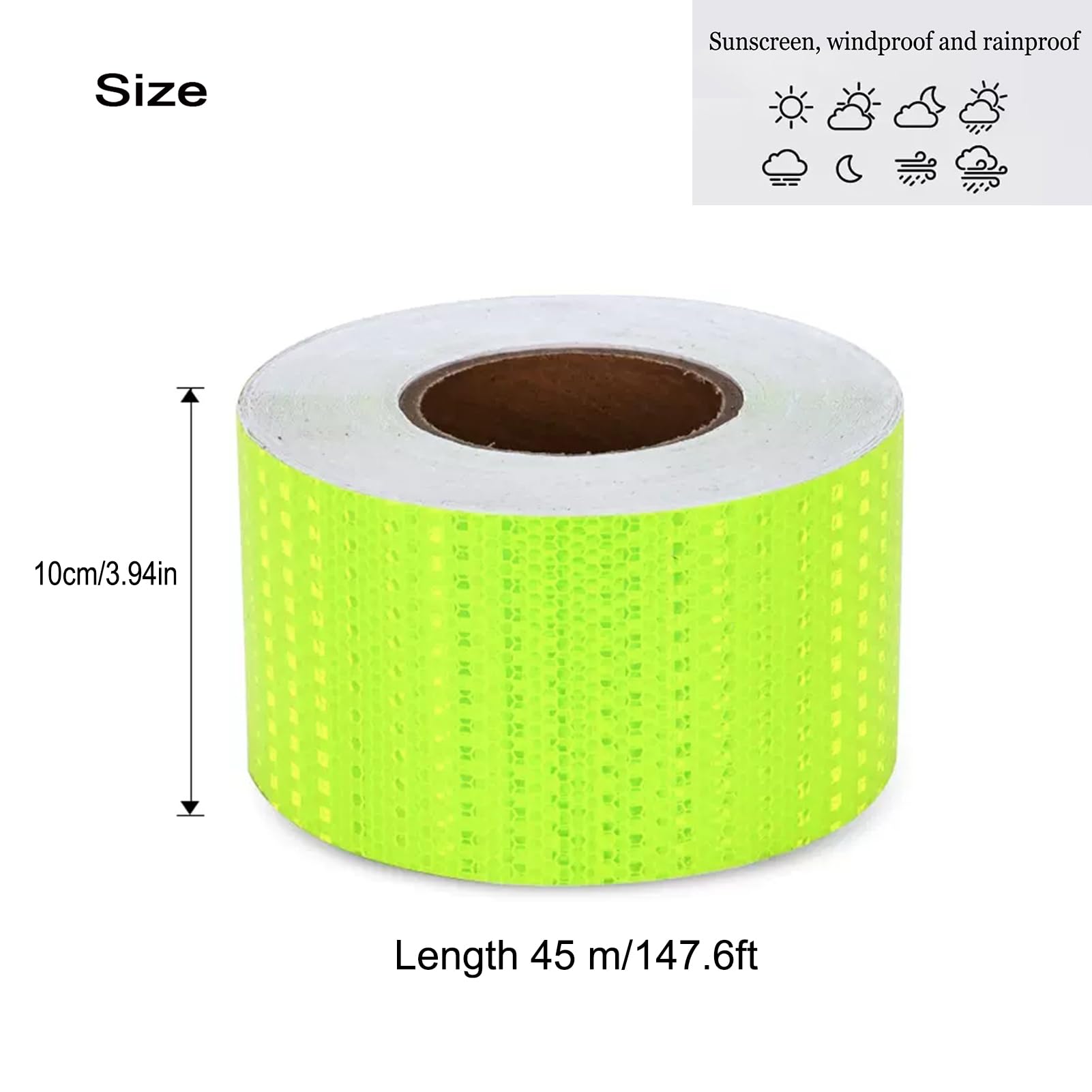 Cinta reflectante de señalización de peligro, Cinta Reflectante de Seguridad Verde 10cm x (3-45) m(10cm x 45m)
