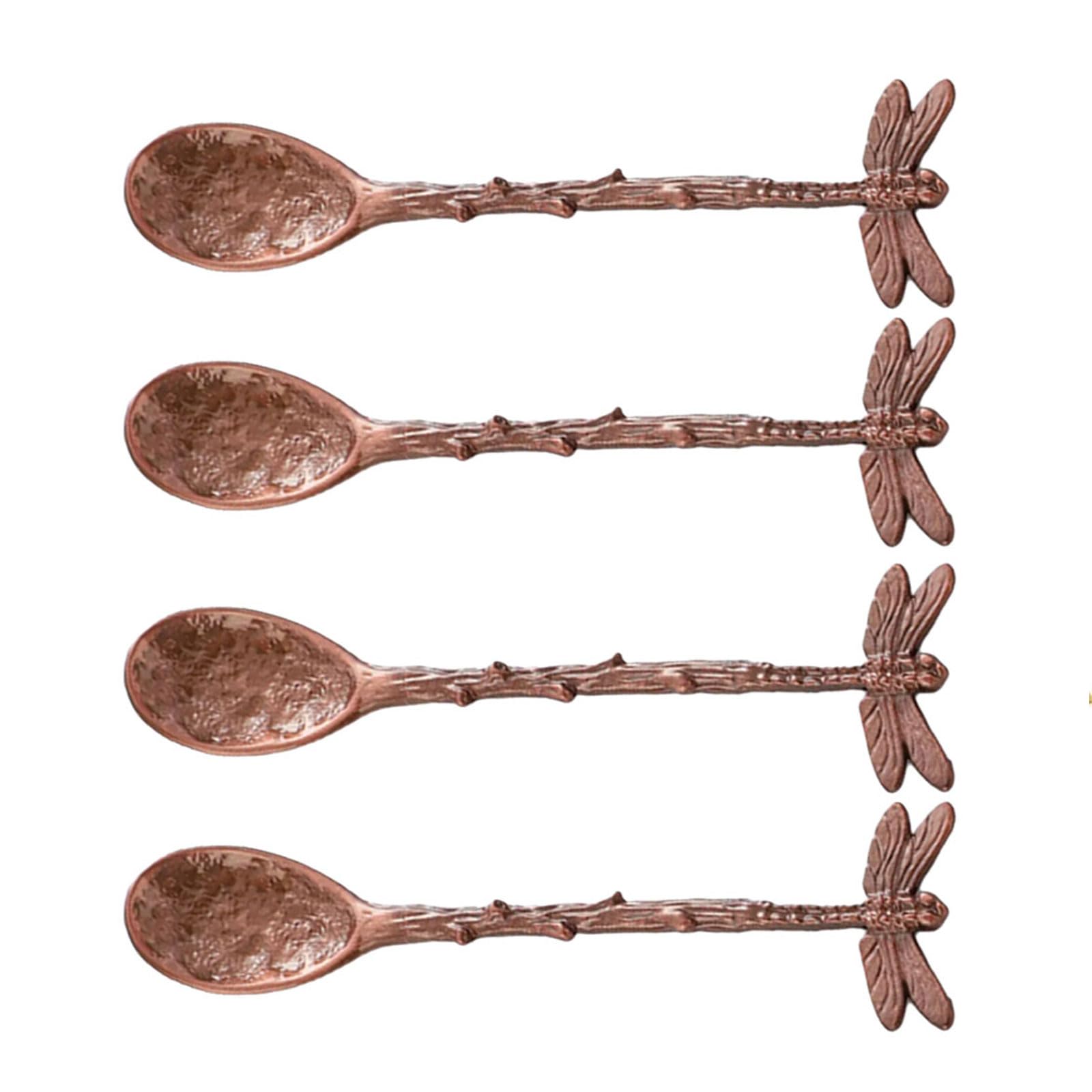 Xinsheinelry Of 4 Decorative Dragonflies Teaspoons Creative Dragonflies Designs Handle Teas Spoons Kirsite Tablewares Teaspoon Set