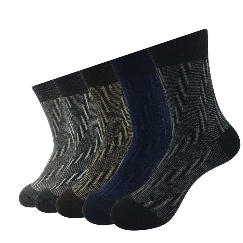 5 Pares/Lote Calcetines de Lana Hombres cálidos Invierno Cashmere Transpirable Casual Masculino de la Mano Regalo de cumpleaños (Color: un tamaño: un tamaño) (Color : A, Size : One Size)