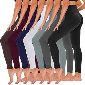 TNNZEET 7 Pack Leggings for Women - High Waisted Yoga Pants with Pockets Black Leggings Women Full Length & Capri