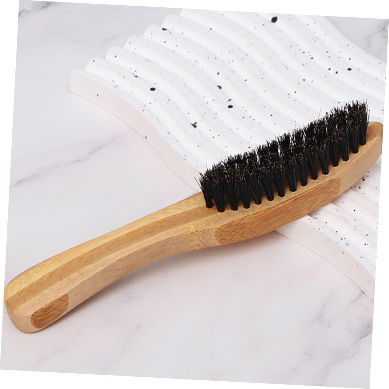 PLAFOPE 2Pcs Portable Long Handle Beard Brush Bristles Styling Facial Brush for Men for Grooming and Applying Beard Oil present for Bearded Men