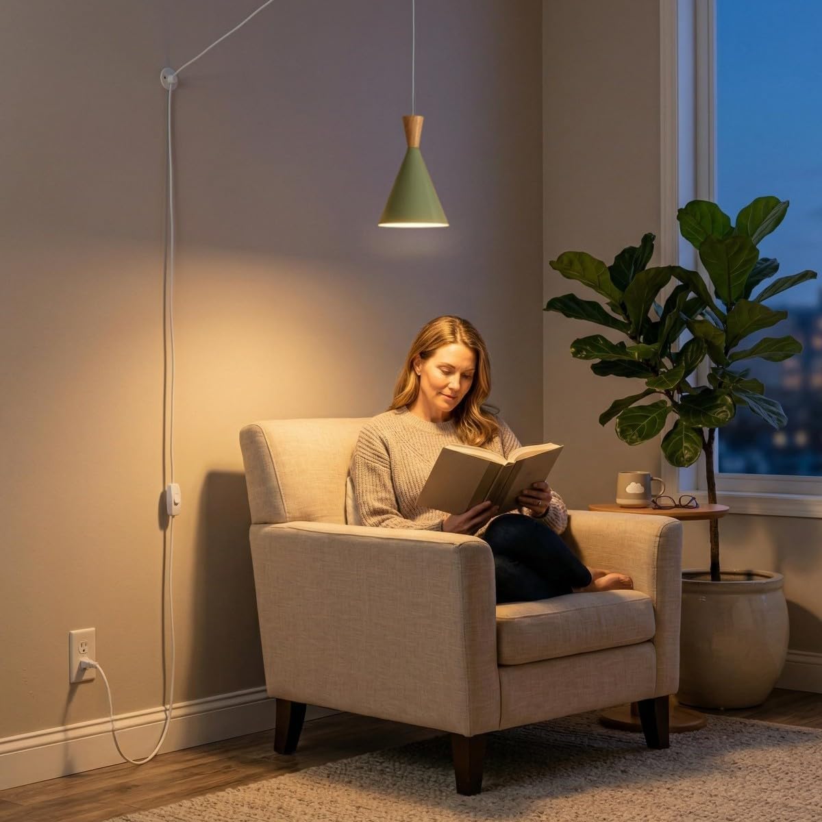 DEC LUCE DECOLUCE LIGHTING Modern Plug in Pendant Light Kitchen, Adjustable Hanging Lamps Plug into Wall Outlet for Dining Room, Bedroom, Living Room, Contemporary Wall Décor(Pastel Green)