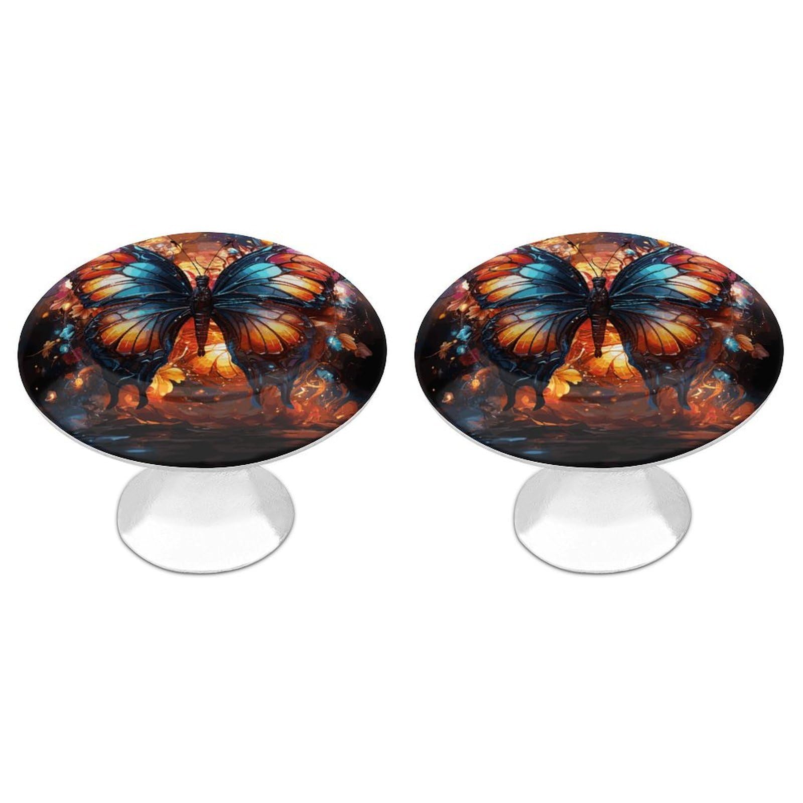 Ntvowpzo Color-5 Cabinet Handles Round Drawer Pulls Colorful Butterflies Dresser Knobs For Cabinets And Drawers Handle For Bathroom Cupboard Drawers Cabinet Pulls For Kitchen Door