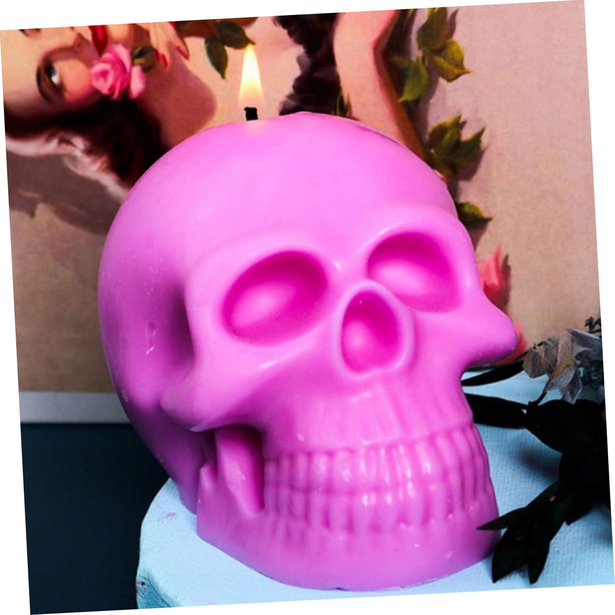 NUOBESTY 5piezas Molde De Silicona Para Velas Aromáticas Forma De Calavera Para Manualidades De Halloween y Jabones Hechos Mano
