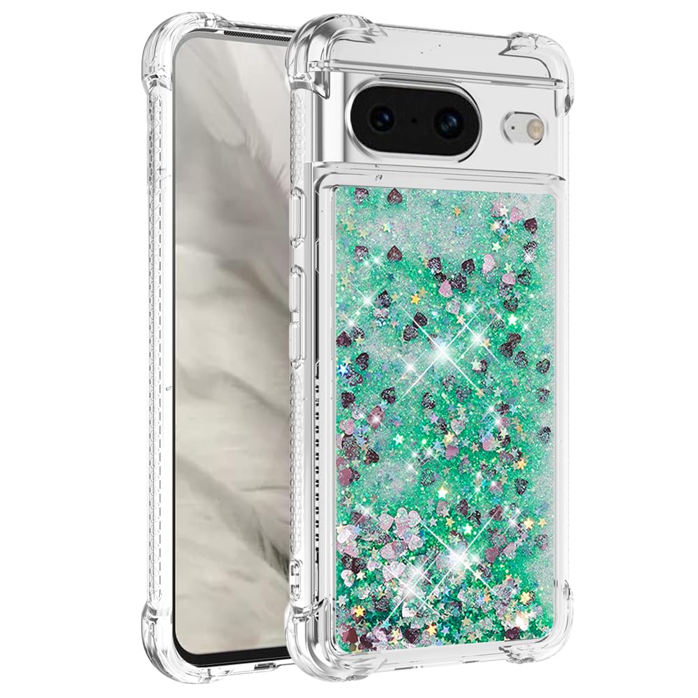 Custodia In Silicone TPU Per Google Pixel 8A, Effetto Marmo Verde Chiaro, Sottile E Antiurto, Supporta Ricarica Wireless