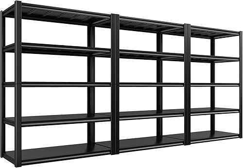 REIBII Estantería de garaje de 48.2 pulgadas de ancho, estantes de almacenamiento de 3000 libras, estante de metal ajustable resistente, estantes de