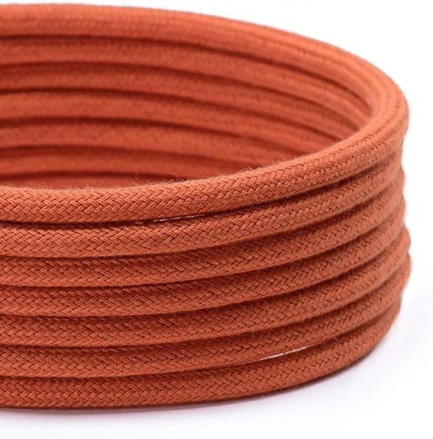 TheCable.Store 3 Core Round Dark Orange Flex Cable 0.75mm Vintage Fabric Braided (5 Metres)