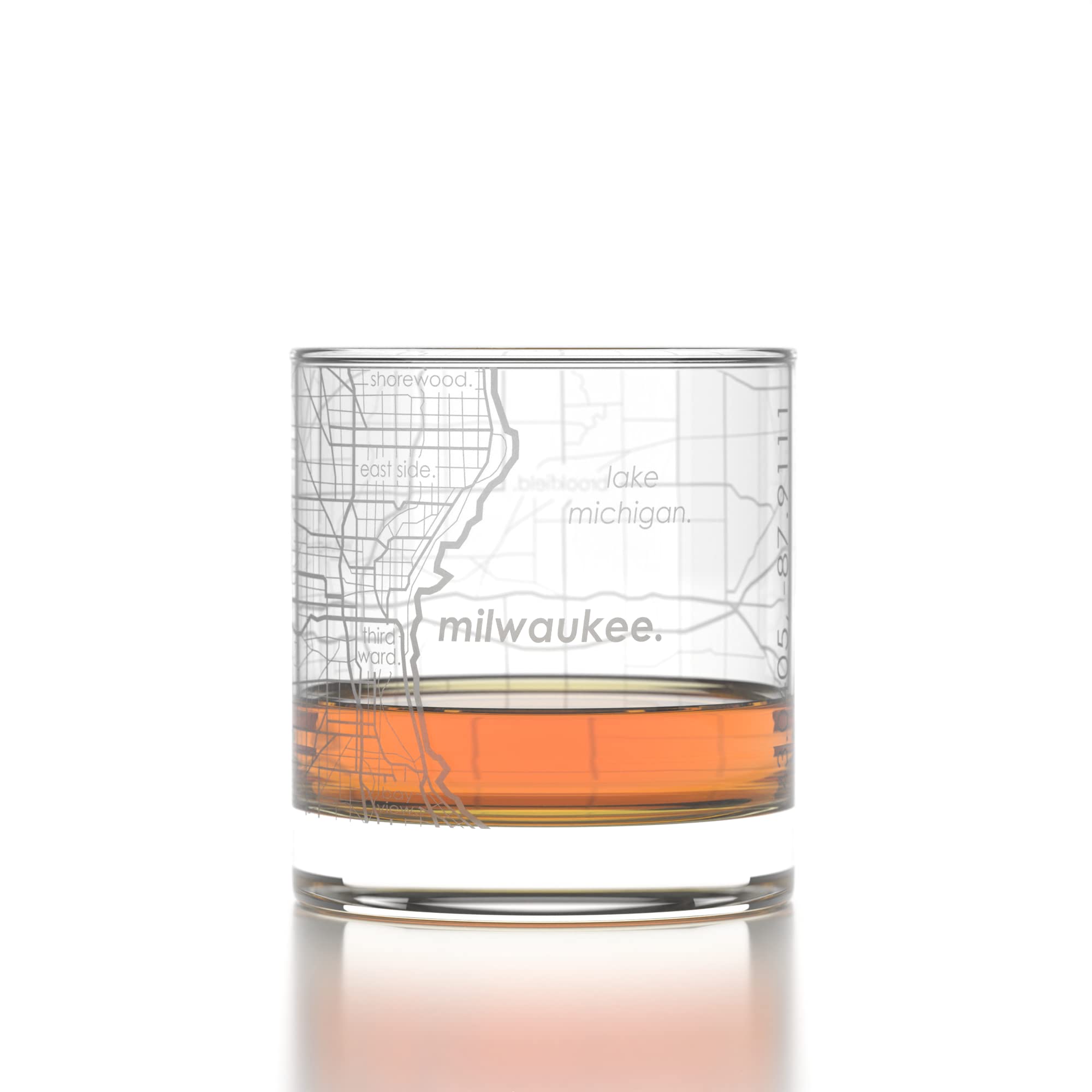 Well Told Engraved Milwaukee Wisconsin Map Rocks Glass, Old Fashioned Whiskey Glass (11 oz, Clear) Etched Whiskey Glass, Gifts For Whiskey Lovers