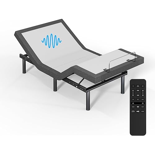 Adjustable Bed Frame with Wireless Remote - Comfortable Zero Gravity Massage with Head & Foot Incline, Dual USB Charge & Under-Bed Nightlights - Powder Coated TwinXL Adjustable Frame