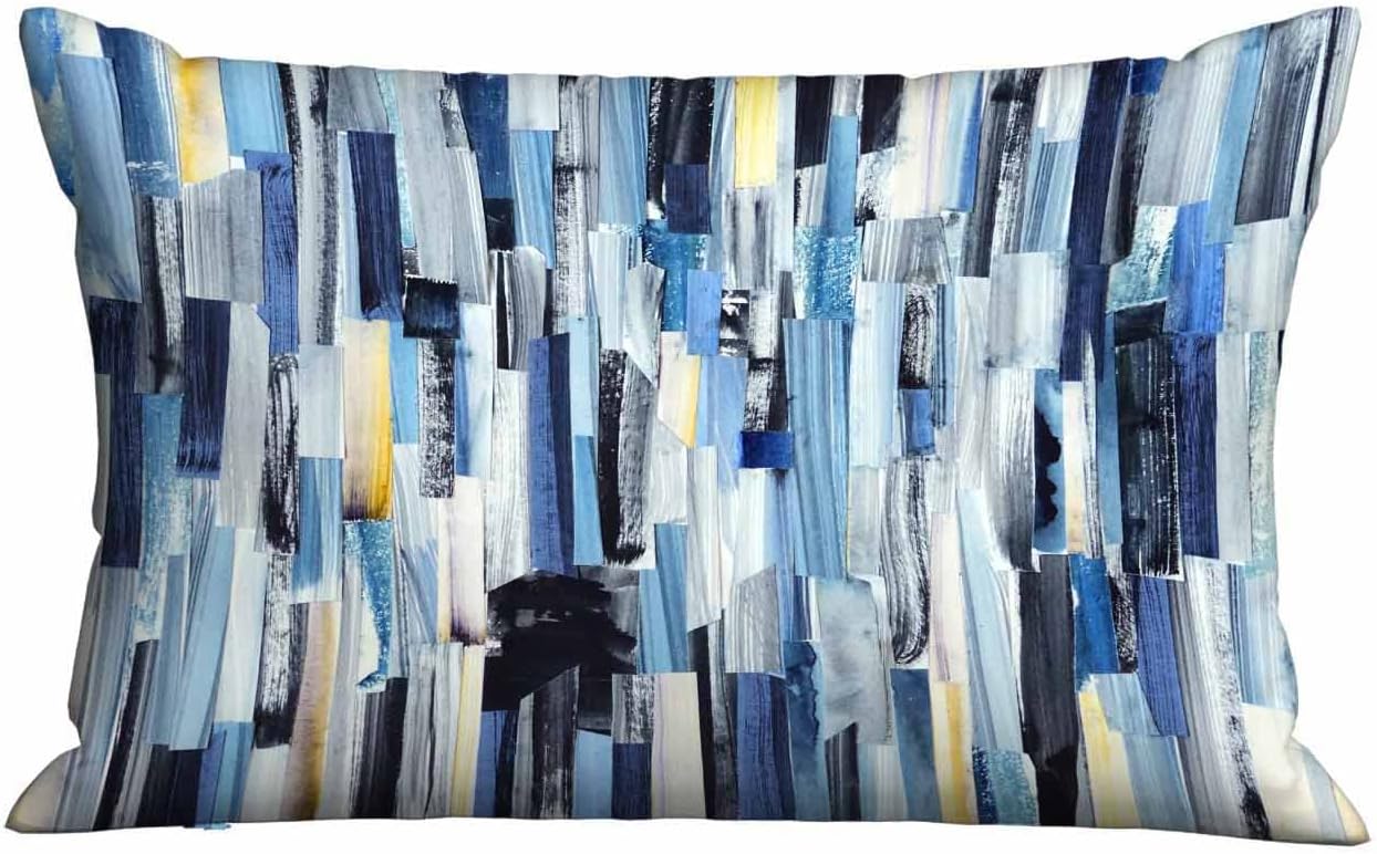 Mugod Rectangle Throw Pillow Cover Teals Ink Abstract