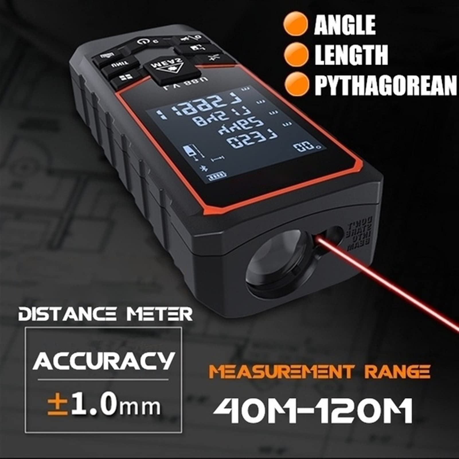 ZTBH Herramientas de medición Finder de Rango, medidor de Distancia de la cámara de Rango Inteligente, Ruleta electrónica de la rulera Digital Cinta métrica Carpintería (Measurement Range : 80m)